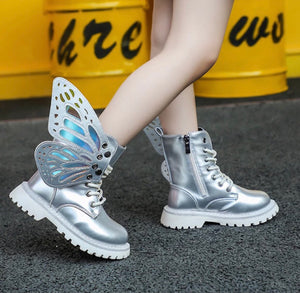 KIDS BUTTERFLY BOOTS - SILVER