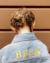 Load image into Gallery viewer, KIDS CUSTOM DENIM JACKET- Basic Gold Alphabet