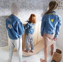 Load image into Gallery viewer, KIDS CUSTOM DENIM JACKET- Classic Leopard