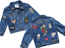 Load image into Gallery viewer, KIDS CUSTOM DENIM JACKET- Mega Edition Pretty things
