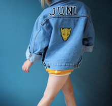 Load image into Gallery viewer, KIDS CUSTOM DENIM JACKET- Classic Leopard