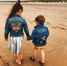 Load image into Gallery viewer, KIDS CUSTOM DENIM JACKET- Special Edition lucky roar