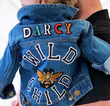 Load image into Gallery viewer, KIDS CUSTOM DENIM JACKET- Statement Wild Child