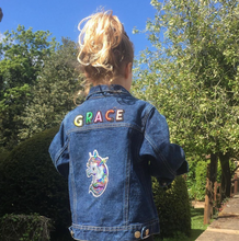 Load image into Gallery viewer, KIDS CUSTOM DENIM JACKET- Special Edition Sparkle Unicorn