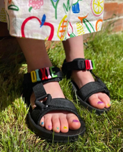 Load image into Gallery viewer, KIDS CUSTOM ALPHABET CHARM SANDALS- BLACK