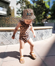 Load image into Gallery viewer, KIDS CUSTOM SUN HAT- BROWN ZEBRA CANVAS