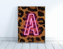Load image into Gallery viewer, Personalised Leopard Print Neon Effect Wall Art- Mega Letter