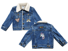 Load image into Gallery viewer, KIDS CUSTOM SHEARLING DENIM JACKET