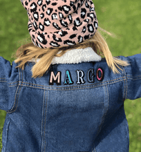 Load image into Gallery viewer, KIDS CUSTOM SHEARLING DENIM JACKET- Basic black white