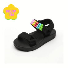 Load image into Gallery viewer, KIDS CUSTOM ALPHABET CHARM SANDALS- BLACK