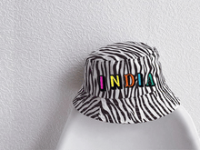Load image into Gallery viewer, KIDS CUSTOM SUN HAT- WHITE ZEBRA CANVAS