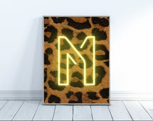 Load image into Gallery viewer, Personalised Leopard Print Neon Effect Wall Art- Mega Letter