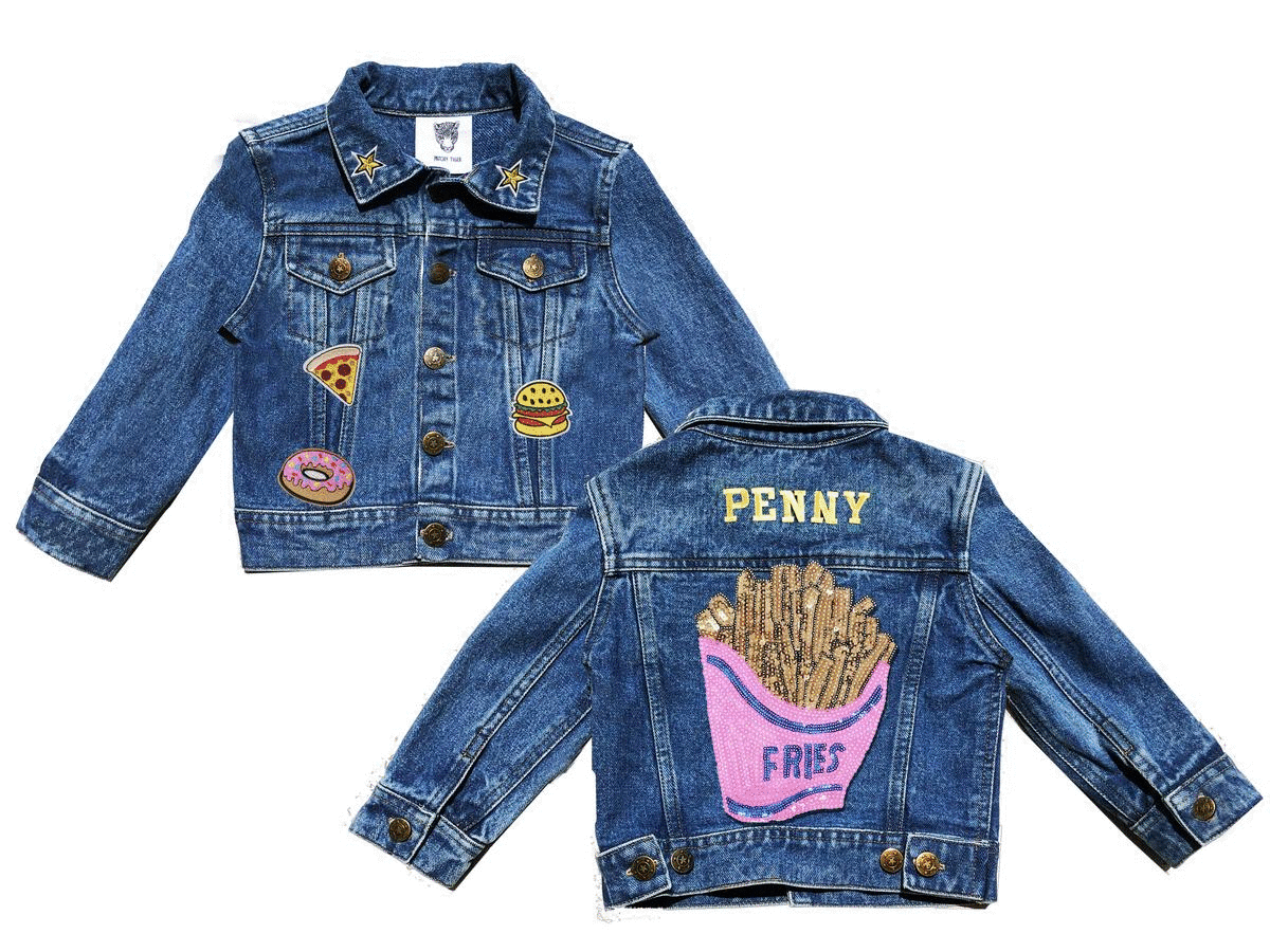 Girls denim jacket with 2025 patches