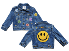 Load image into Gallery viewer, KIDS CUSTOM DENIM JACKET- Mega Edition Smiley Mania