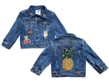 Load image into Gallery viewer, KIDS CUSTOM DENIM JACKET- Special Edition Tutti Frutti