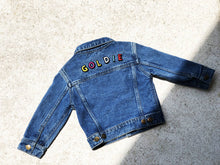 Load image into Gallery viewer, KIDS CUSTOM DENIM JACKET- Basic Rainbow Alphabet
