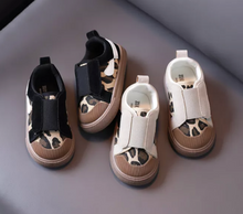Load image into Gallery viewer, KIDS CUSTOM PATCH SNEAKERS- Beige leopard canvas