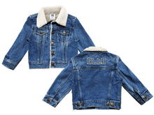 Load image into Gallery viewer, KIDS CUSTOM SHEARLING DENIM JACKET- Basic black white