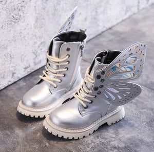 KIDS BUTTERFLY BOOTS - SILVER