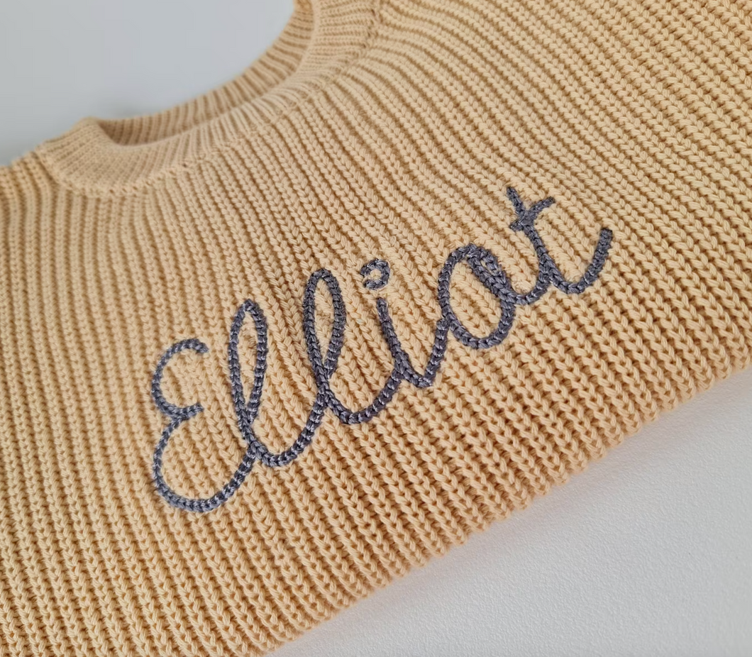 CUSTOM KNITTED SWEATER- Embroidery name
