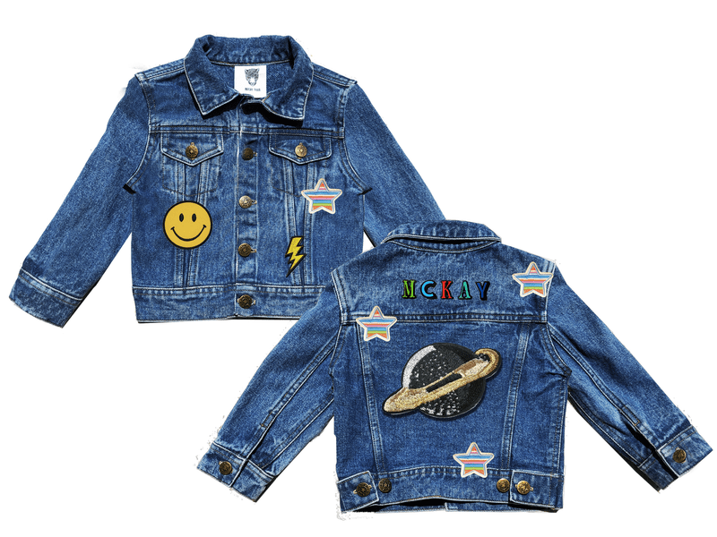 Kids denim 2025 jacket with patches