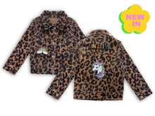 Load image into Gallery viewer, KIDS CUSTOM LEOPARD DENIM JACKET- Special Edition sparkly unicorn