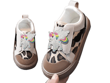 Load image into Gallery viewer, KIDS CUSTOM PATCH SNEAKERS- Beige leopard canvas