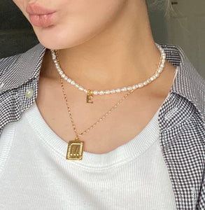 CUSTOM INITIAL NECKLACE- Mother of pearl