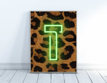Load image into Gallery viewer, Personalised Leopard Print Neon Effect Wall Art- Mega Letter