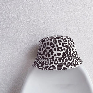 KIDS CUSTOM SUN HAT- WHITE LEOPARD CANVAS