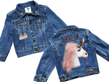 Load image into Gallery viewer, KIDS CUSTOM DENIM JACKET- Special Edition Fluffy Unicorn