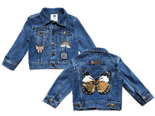 Load image into Gallery viewer, KIDS CUSTOM DENIM JACKET- Special Edition butterfly mania