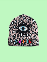 Load image into Gallery viewer, KIDS CUSTOM BEANIE- PINK LEOPARD