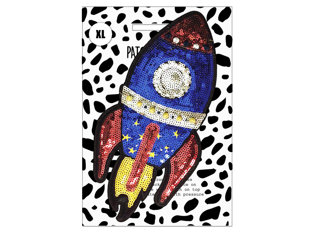 PATCH MASCOT ADD ONS- Sequin Space Rocket (XL)